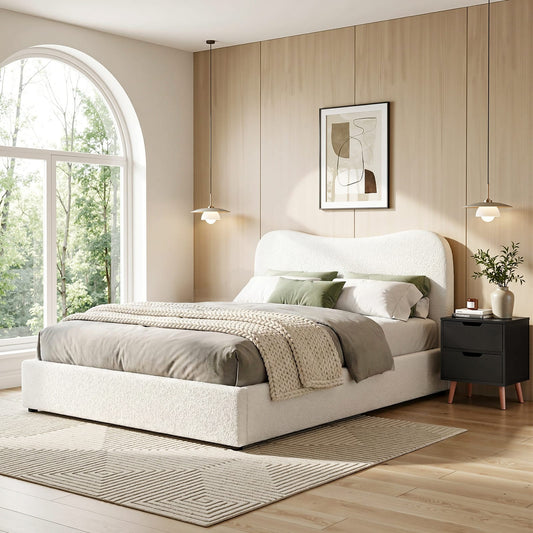 Double Bed Frame Beige 203x145x92cm