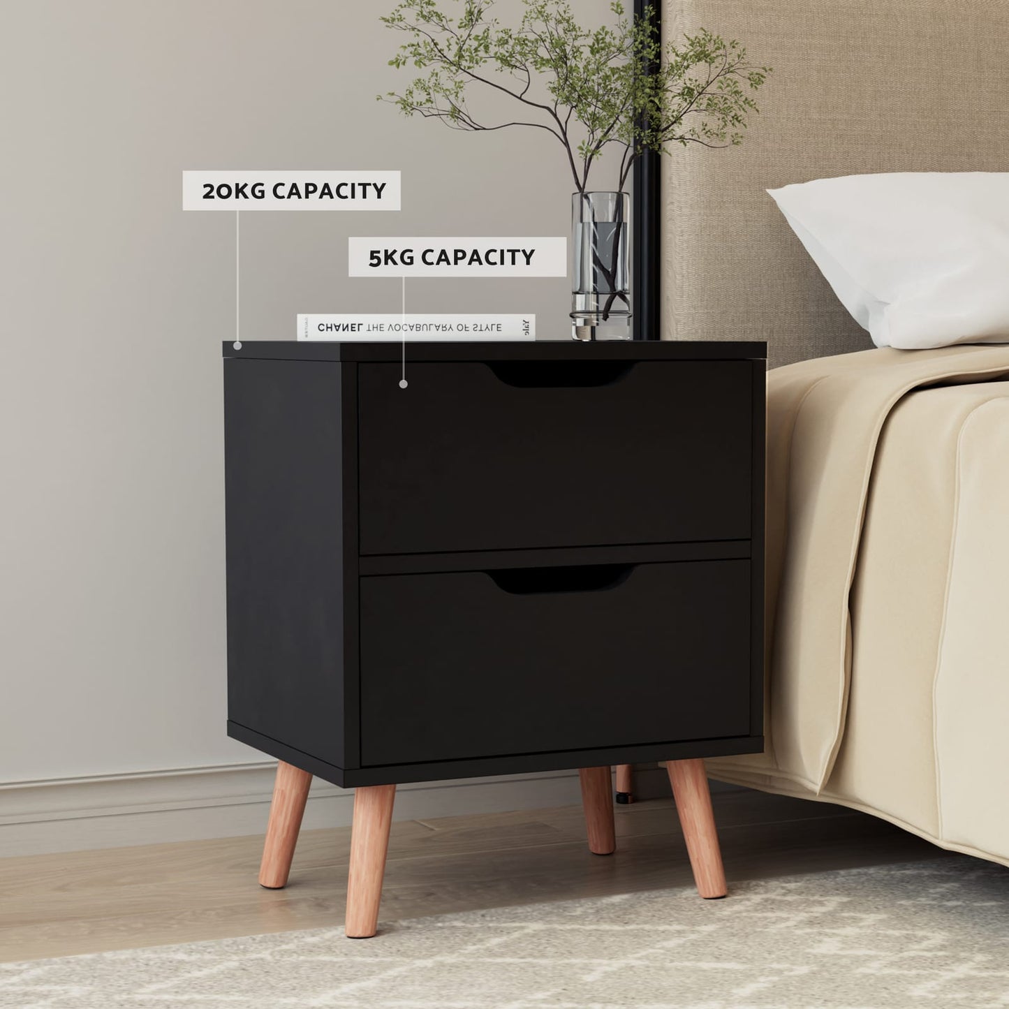 Double Bed Frame Beige 203x145x92cm