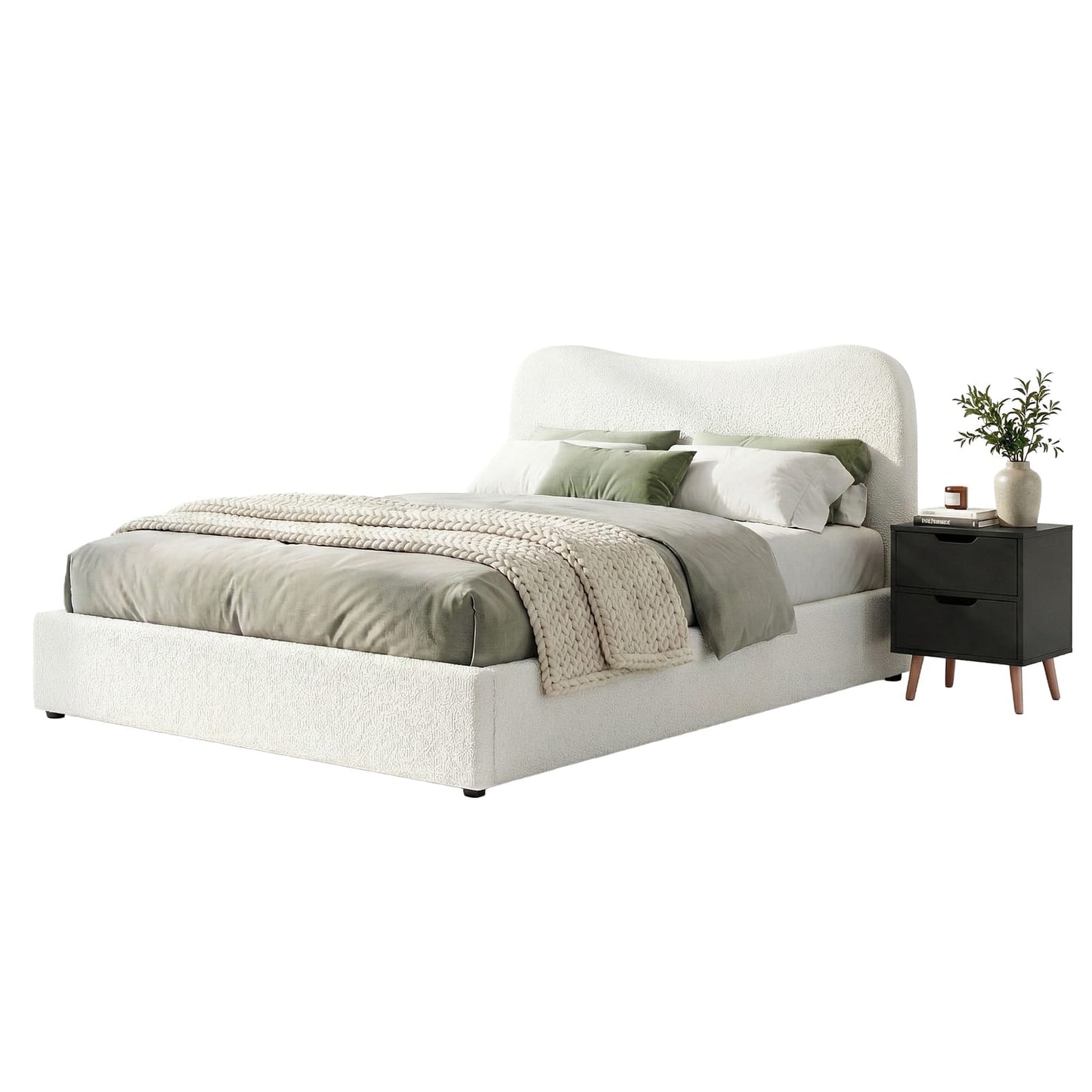 Double Bed Frame Beige 203x145x92cm