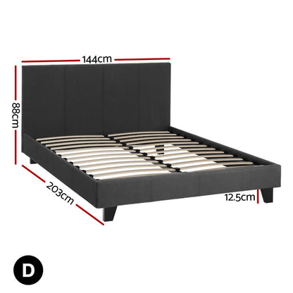 Charcoal bed frame 190x138cm, rear view