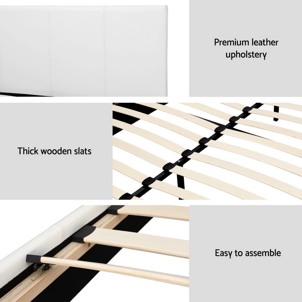 White bed frame 203x144x88cm, in room setting