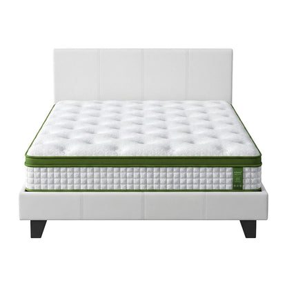 Double Bed Frame White Leather 203x144x88cm