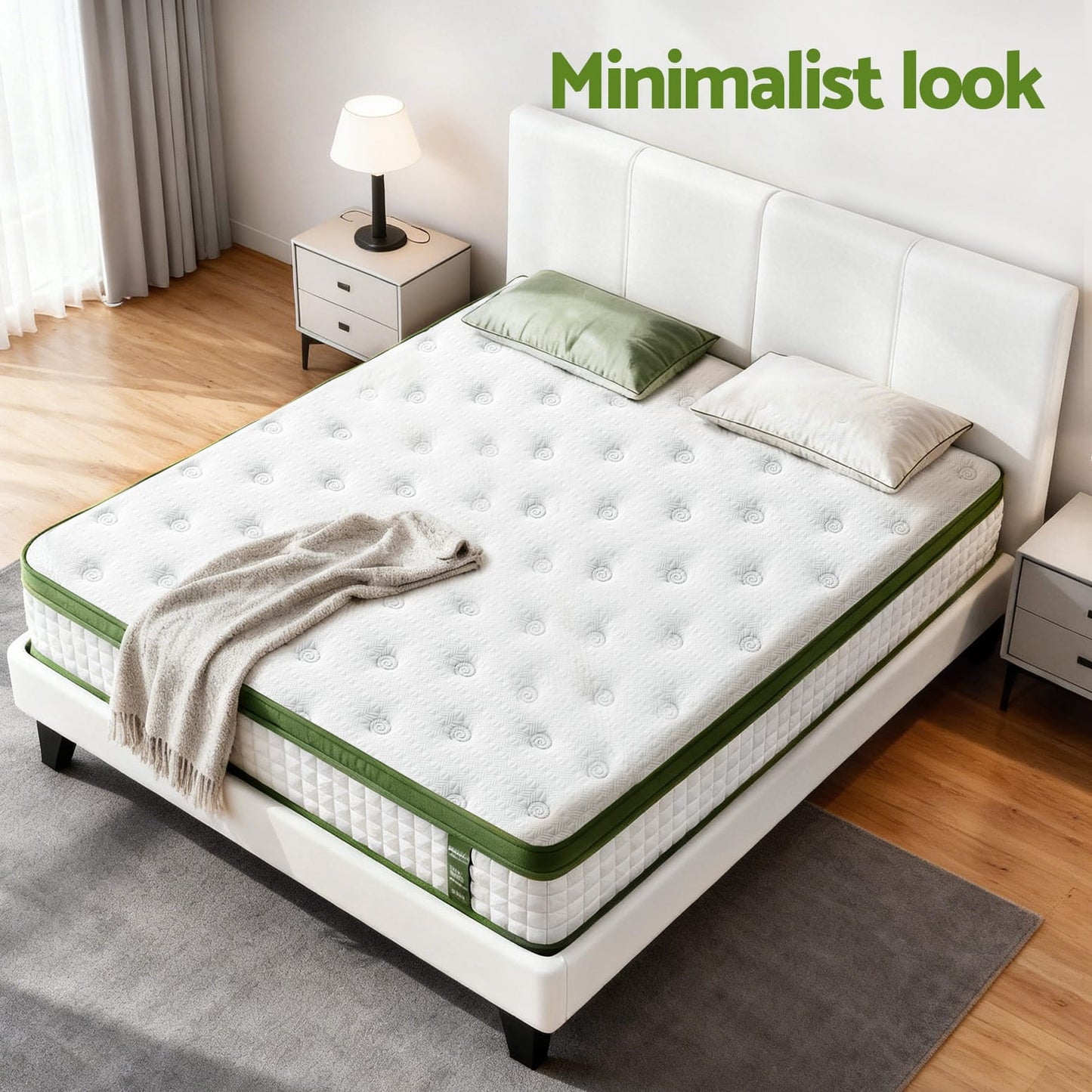 Double Bed Frame White Leather 203x144x88cm