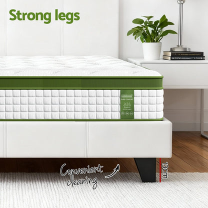 Double Bed Frame White Leather 203x144x88cm