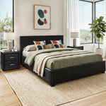 Gas Lift Queen Bed Frame Bedside Table Set | HomeAndLiving