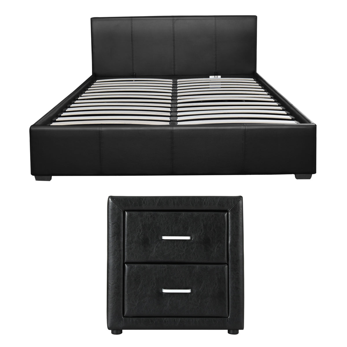 Gas Lift Queen Bed Frame Bedside Table Set | HomeAndLiving - 3