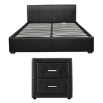 Gas Lift Queen Bed Frame Bedside Table Set | HomeAndLiving