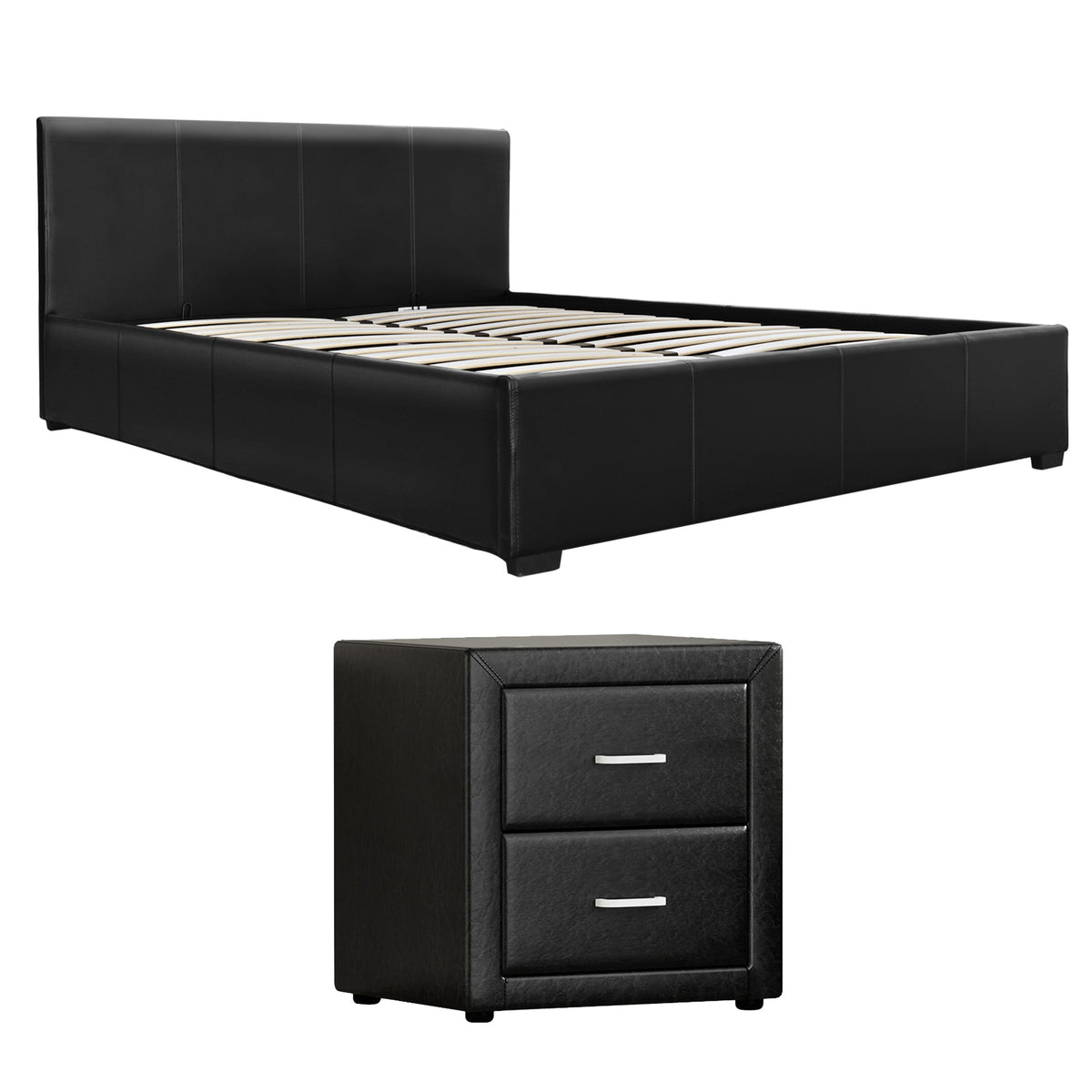 Gas Lift Queen Bed Frame Bedside Table Set | HomeAndLiving - 10