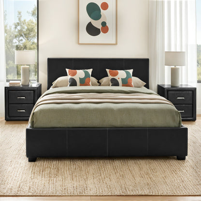 Queen Gas Lift Bed Frame Bedside Tables Set | HomeAndLiving