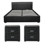 Queen Gas Lift Bed Frame Bedside Tables Set | HomeAndLiving