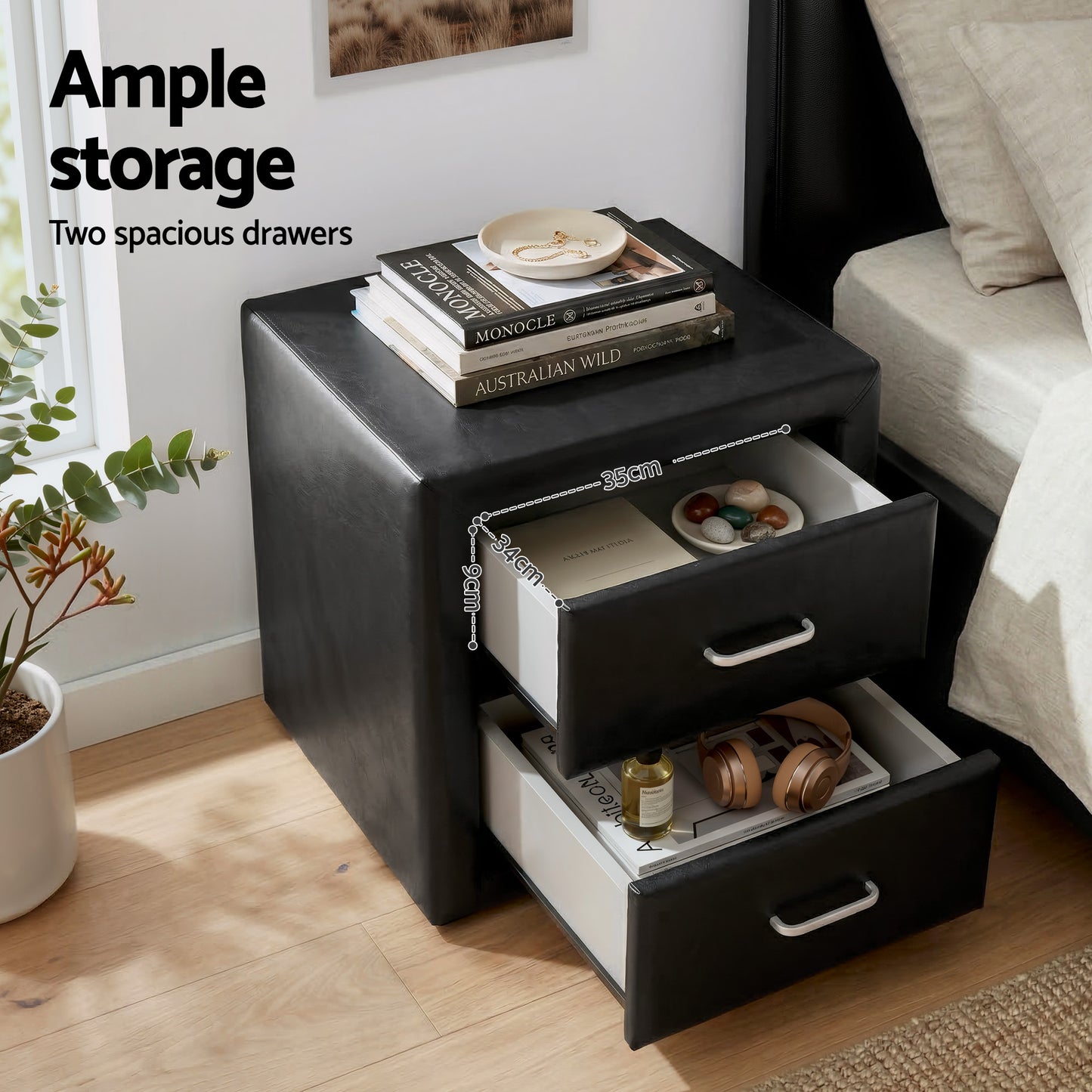Queen Gas Lift Bed Frame Bedside Tables Set | HomeAndLiving - 8