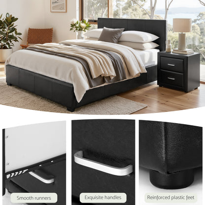 Queen Gas Lift Bed Frame Bedside Tables Set | HomeAndLiving - 9