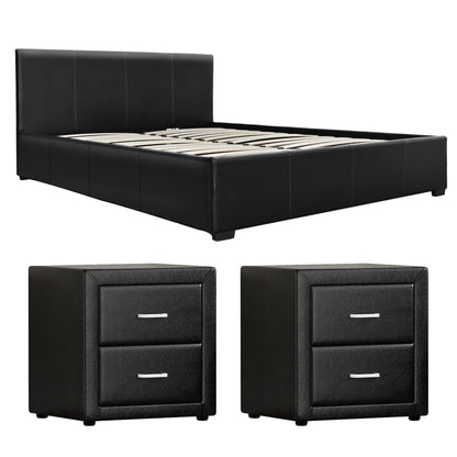 Queen Gas Lift Bed Frame Bedside Tables Set | HomeAndLiving - 10