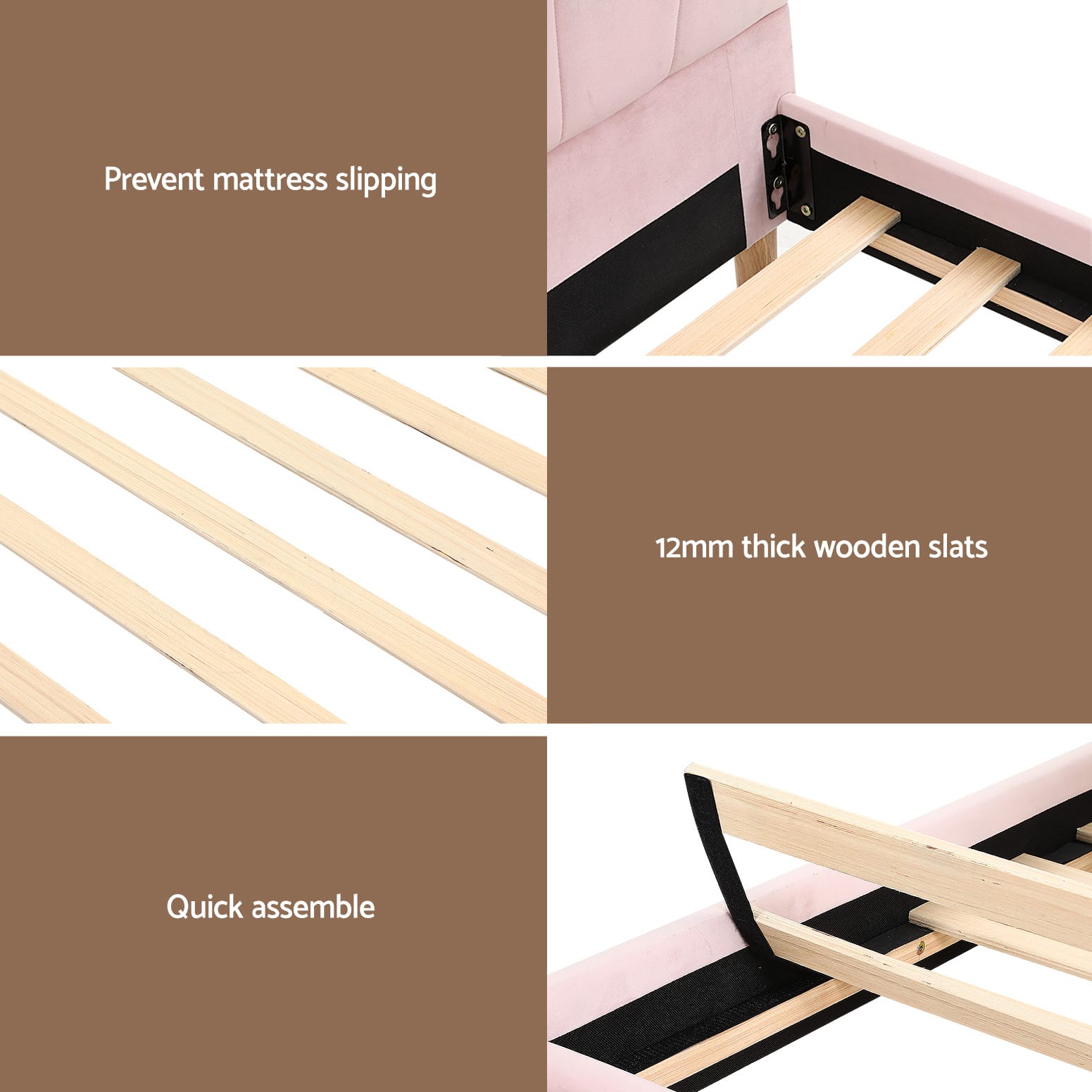Pink bed frame 216x114x105cm