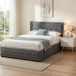 Queen Gas Lift Storage Bed Bedside Table Set | HomeAndLiving