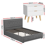 Queen Gas Lift Storage Bed Bedside Table Set | HomeAndLiving