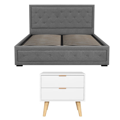 Queen Gas Lift Storage Bed Bedside Table Set | HomeAndLiving - 3