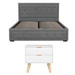 Queen Gas Lift Storage Bed Bedside Table Set | HomeAndLiving