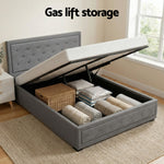 Queen Gas Lift Storage Bed Bedside Table Set | HomeAndLiving