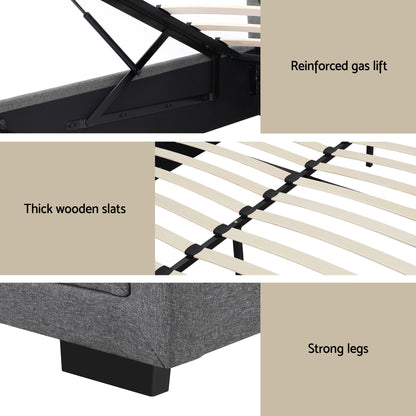 Queen Gas Lift Storage Bed Bedside Table Set | HomeAndLiving - 6