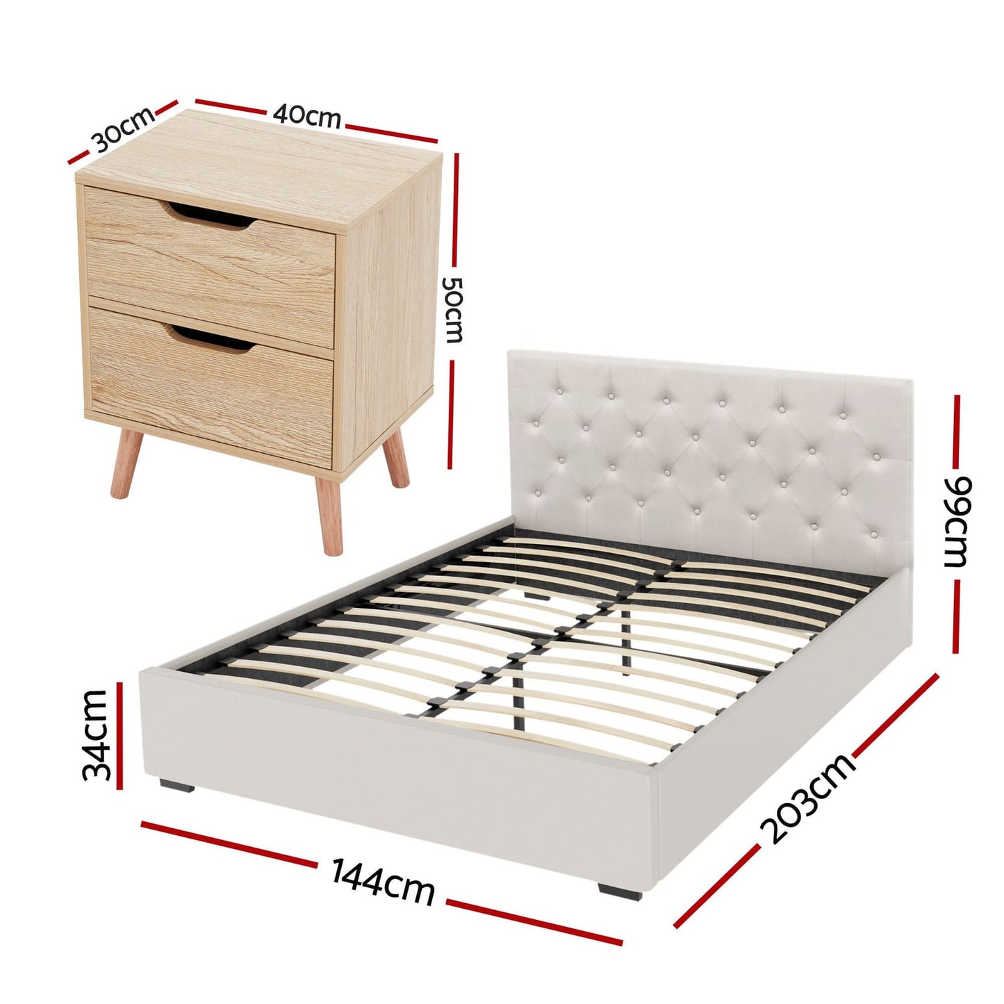 Double Bed Frame Storage 203x144x99cm
