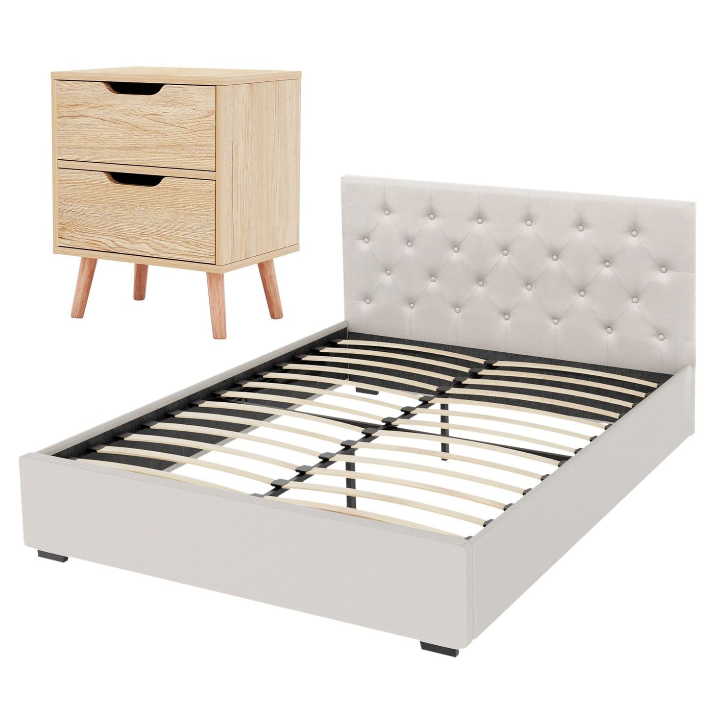 Double Bed Frame Storage 203x144x99cm