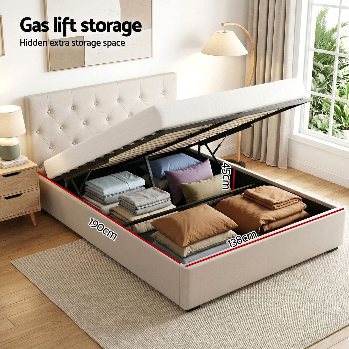 Double Bed Frame Storage 203x144x99cm