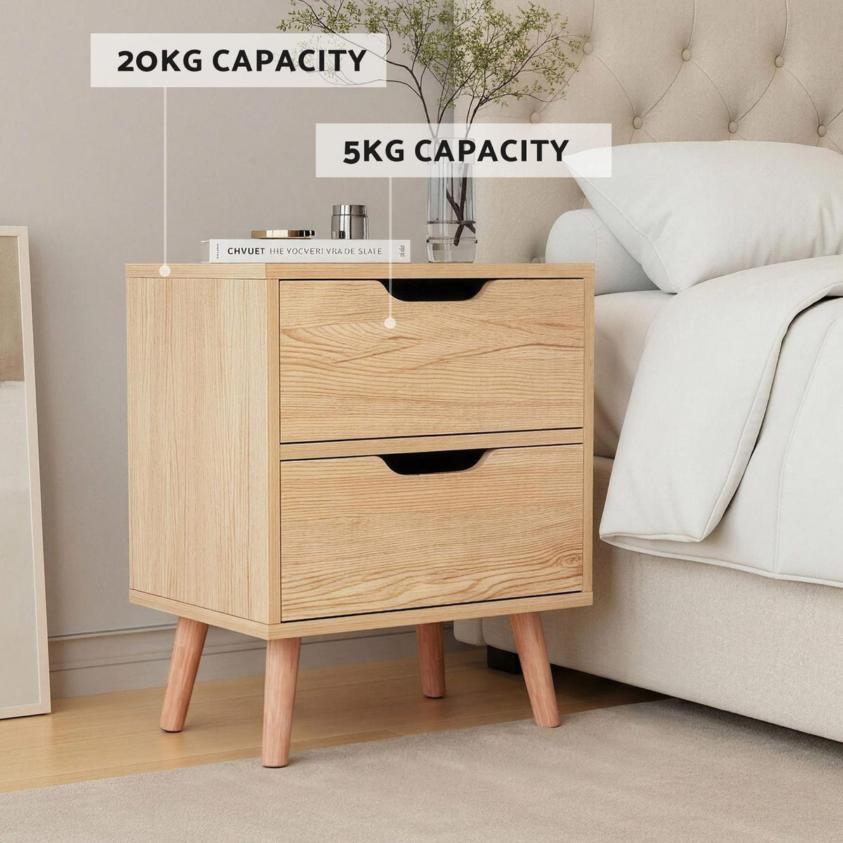 Double Bed Frame Storage 203x144x99cm