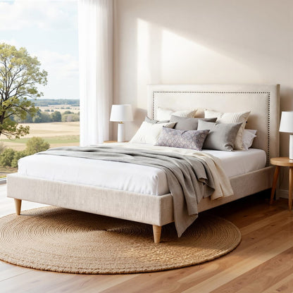 Queen Bed Frame Upholstered Headboard 153x203cm
