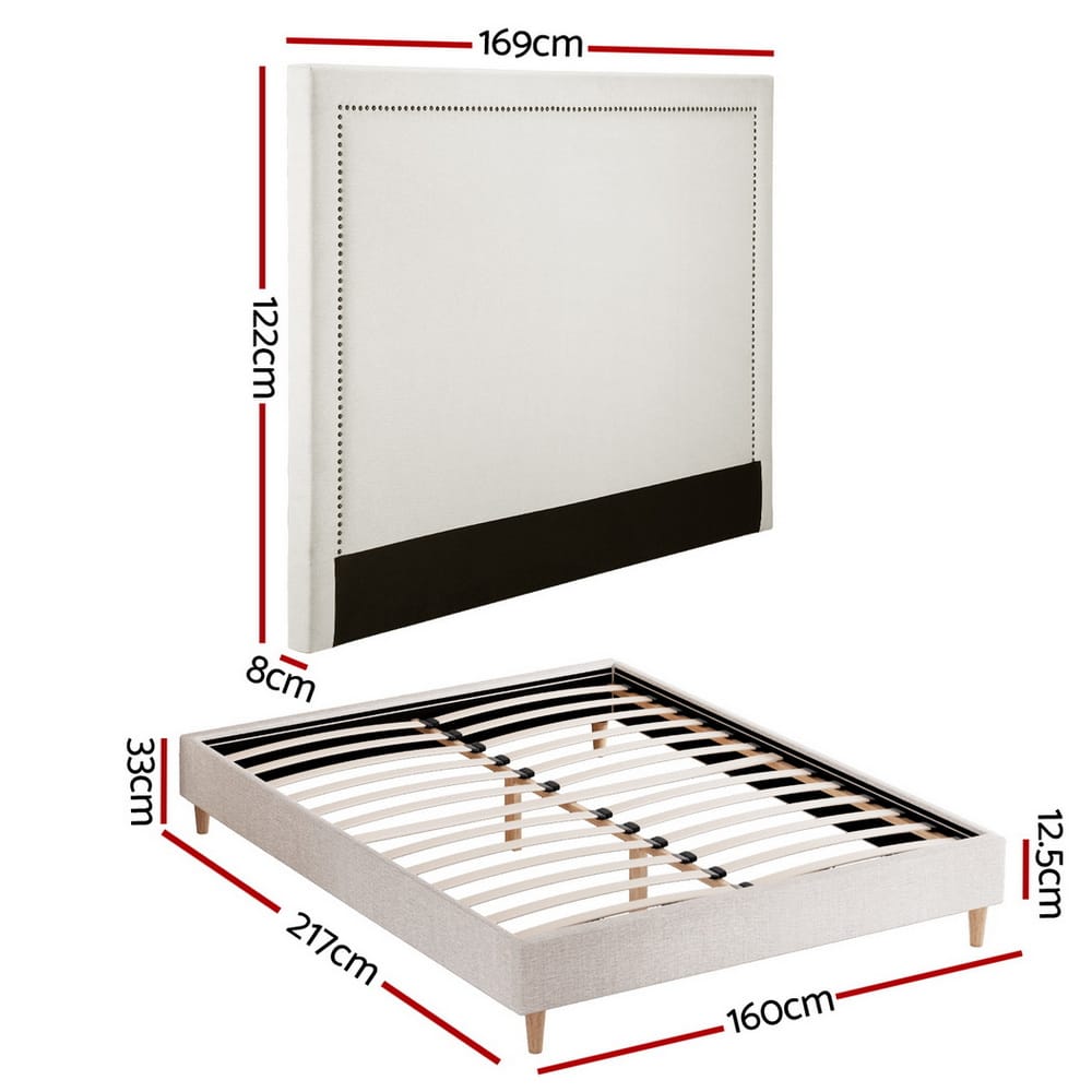 Queen Bed Frame Upholstered Headboard 153x203cm