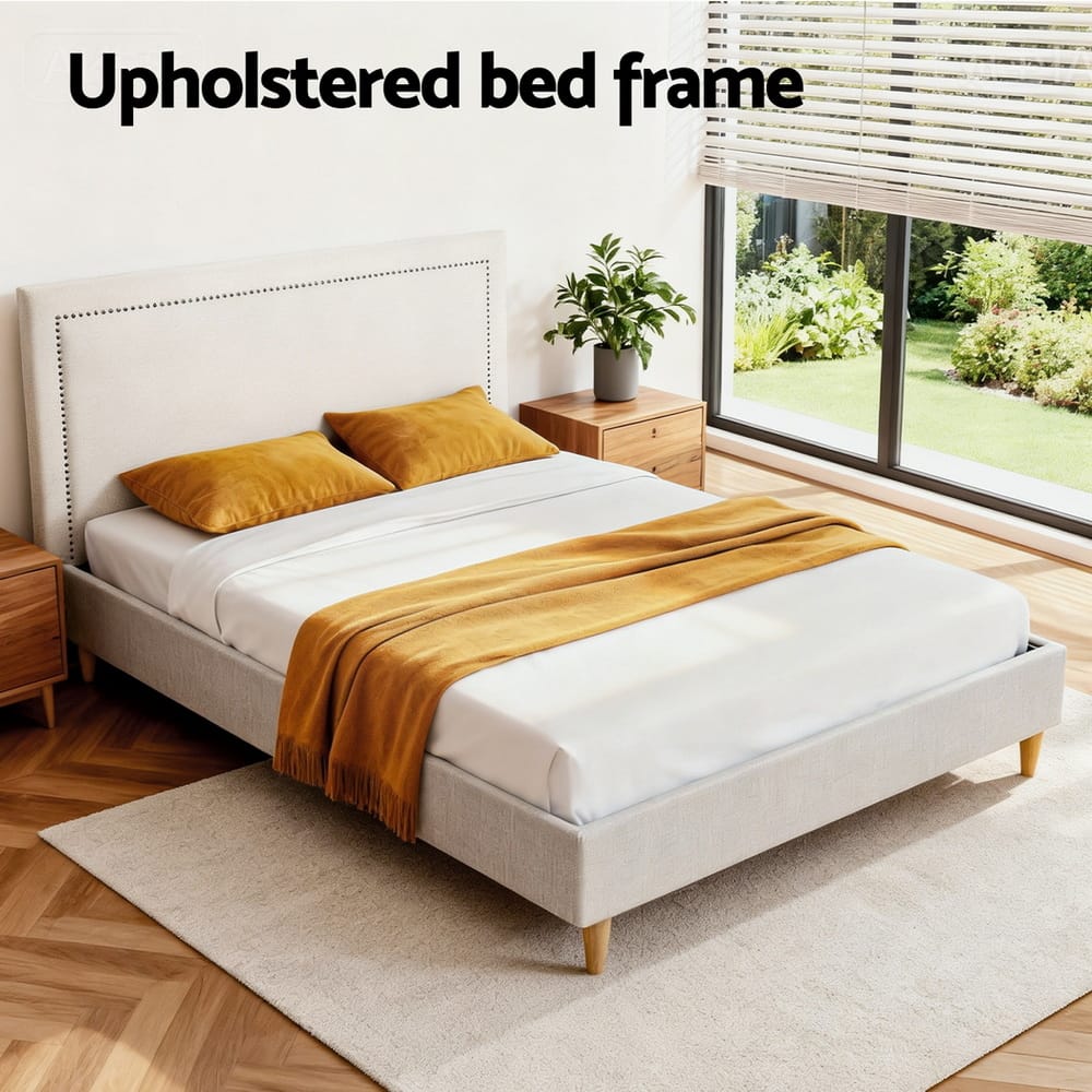 Queen Bed Frame Upholstered Headboard 153x203cm