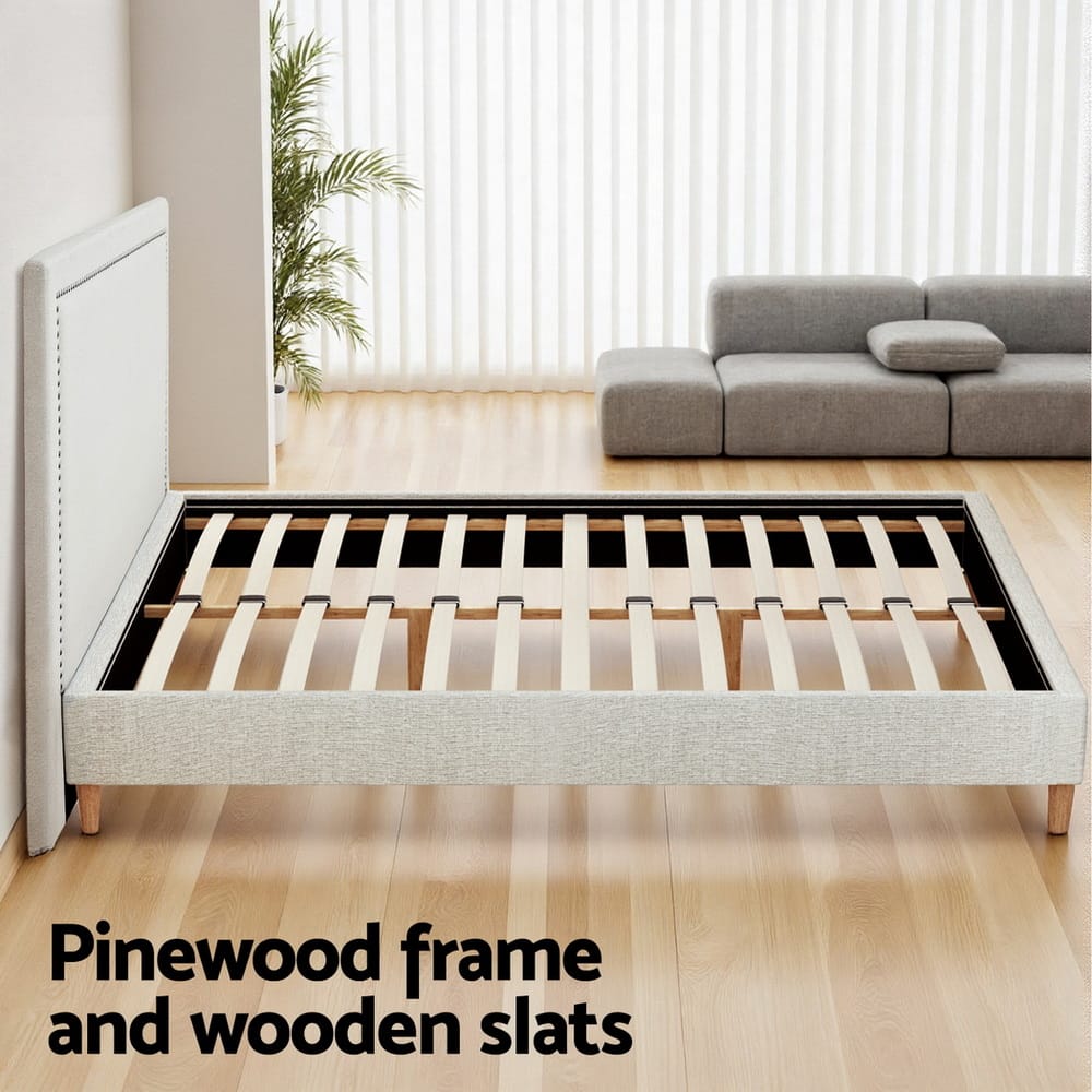 Queen Bed Frame Upholstered Headboard 153x203cm