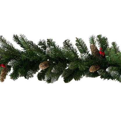Christmas Garland with Pine Cones & Berries - 274cm