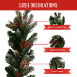 Christmas Garland with Pine Cones & Berries - 274cm