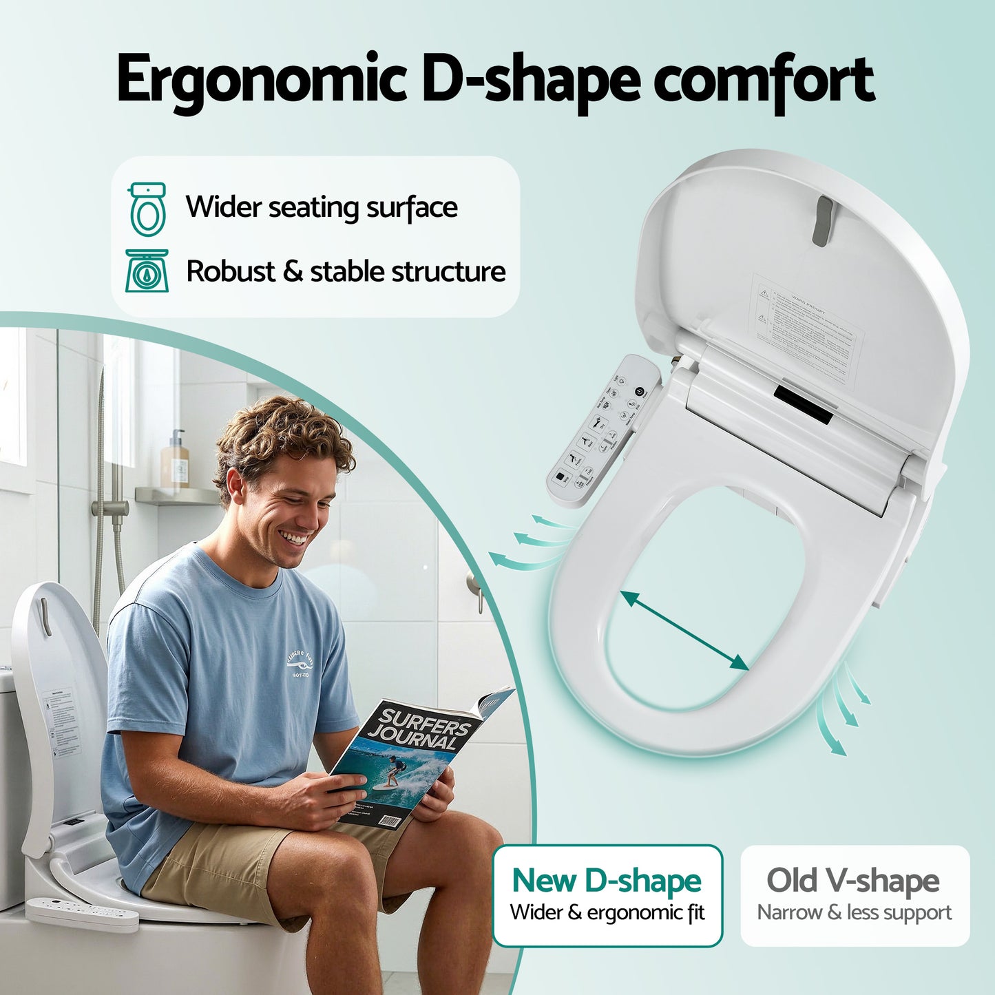 Smart Electric Bidet Toilet Seat D-Shape | HomeAndLiving