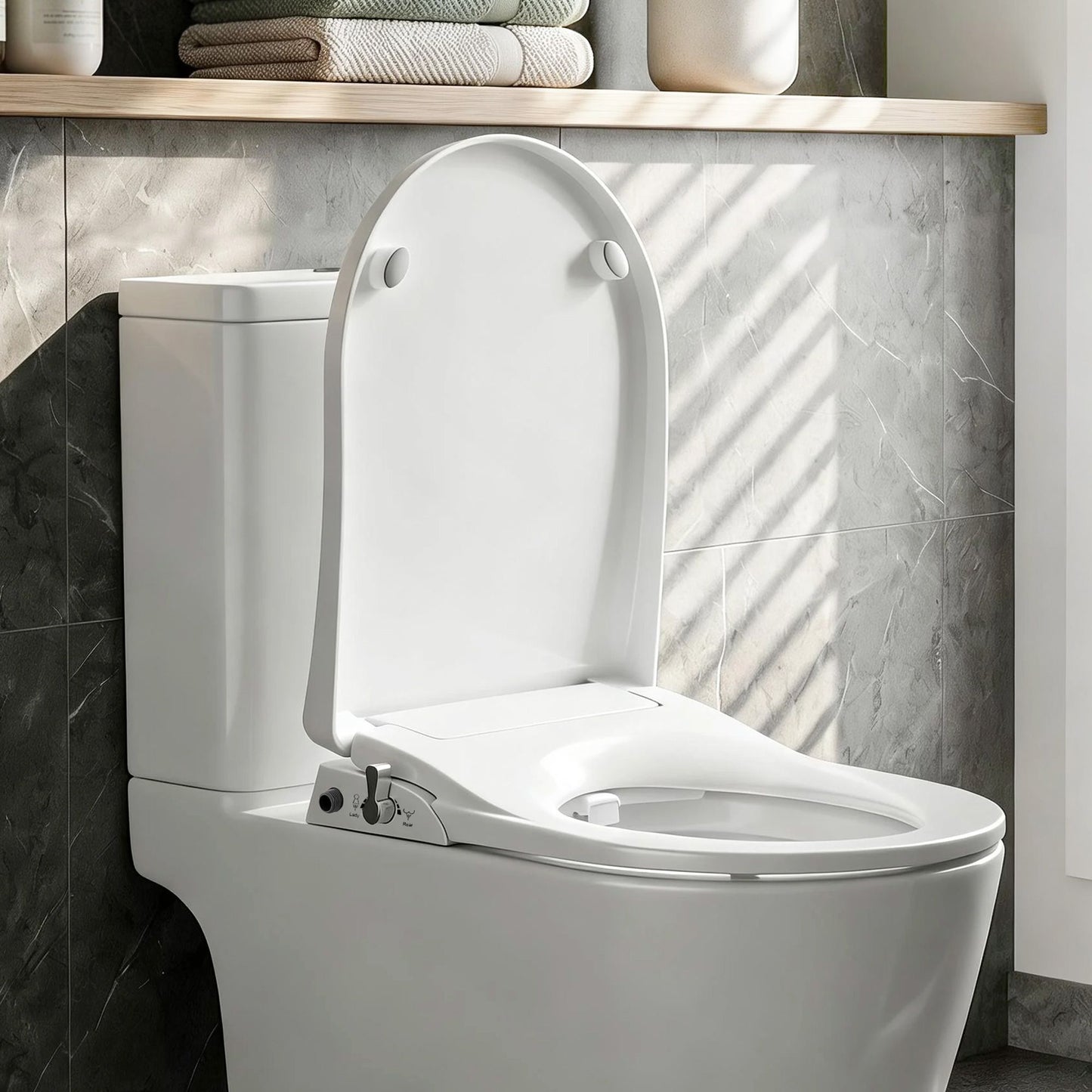 Non-Electric Bidet Toilet Seat D-Shape Dual Nozzle | Home & Living