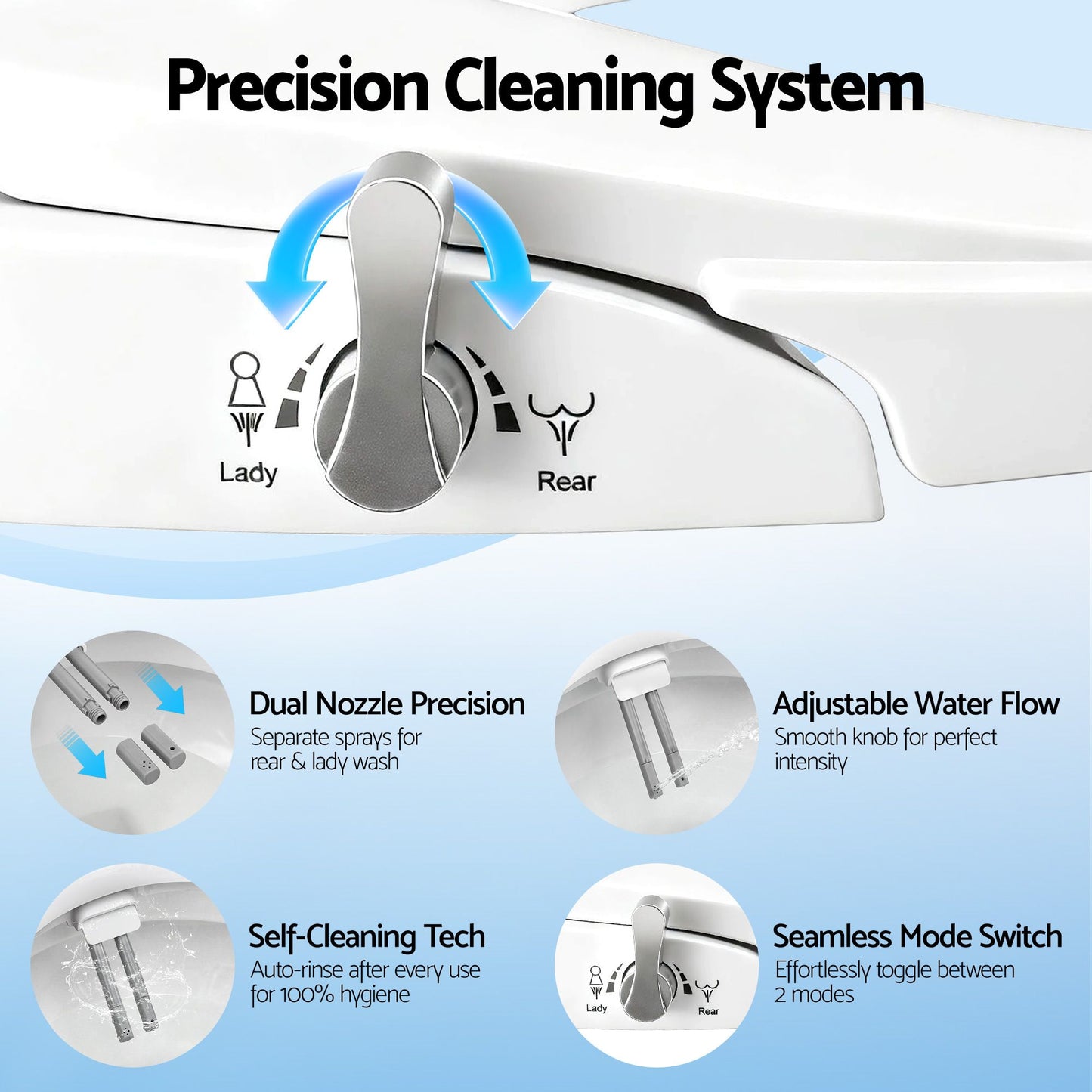 Non-Electric Bidet Toilet Seat D-Shape Dual Nozzle | Home & Living