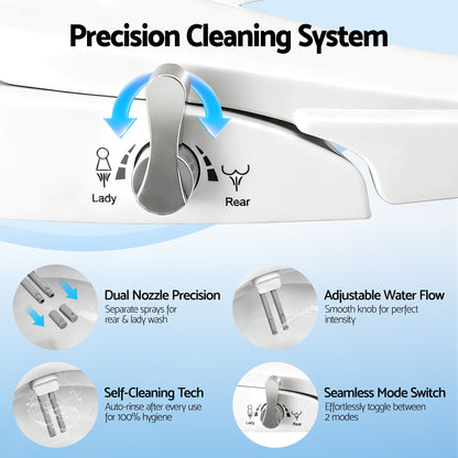 Non-Electric Bidet Toilet Seat D-Shape Dual Nozzle | Home & Living