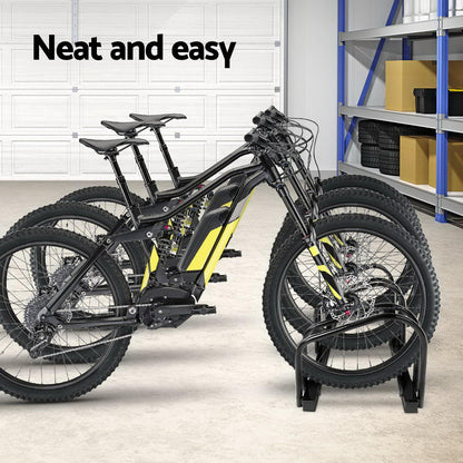 3 Bike Stand Rack Bicycle Storage Floor Parking Holder Cycling Black