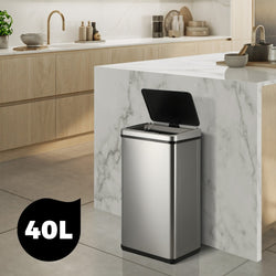 40L Motion Sensor Bin Automatic Rubbish Can Silver