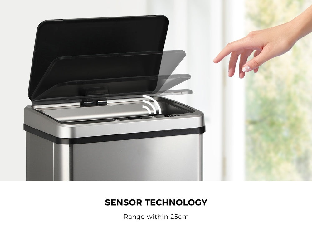 Automatic Motion Sensor Bin 50L Silver