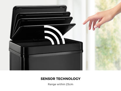 75L Motion Sensor Bin Automatic Rubbish Trash Can Black