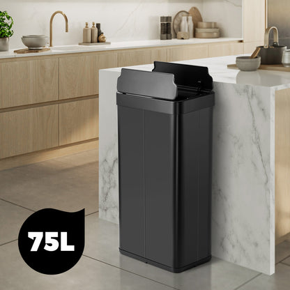 75L Motion Sensor Bin Stainless Steel Automatic Trash Can Kitchen White/Black