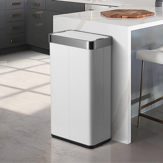 75L Motion Sensor Bin Stainless Steel Automatic Trash Can Kitchen White/Black