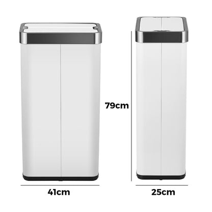 75L Motion Sensor Bin Stainless Steel Automatic Trash Can Kitchen White/Black