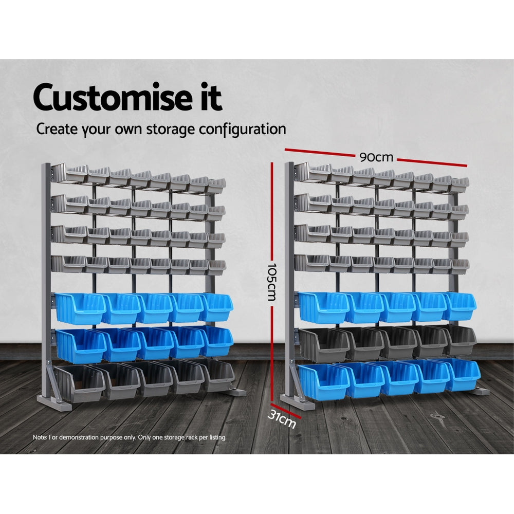 47 Storage Bin Rack Free Stand Steel Stand