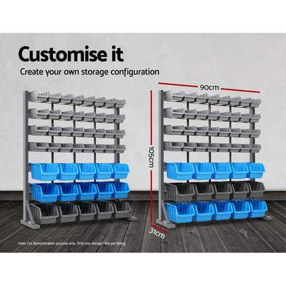 47 Storage Bin Rack Free Stand Steel Stand