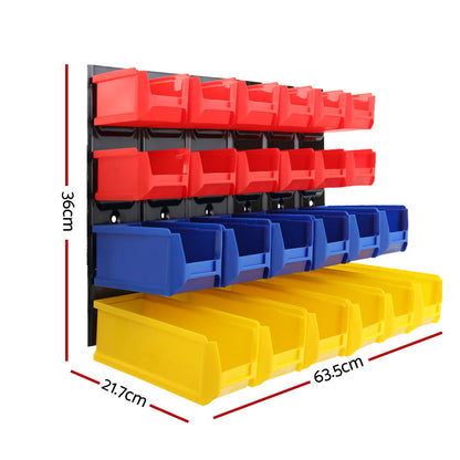 48 Storage Bin Rack Wall Mounted Peg Board