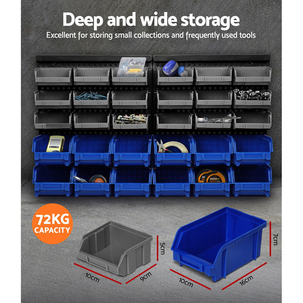 60 Storage Bin Rack Wall Mounted