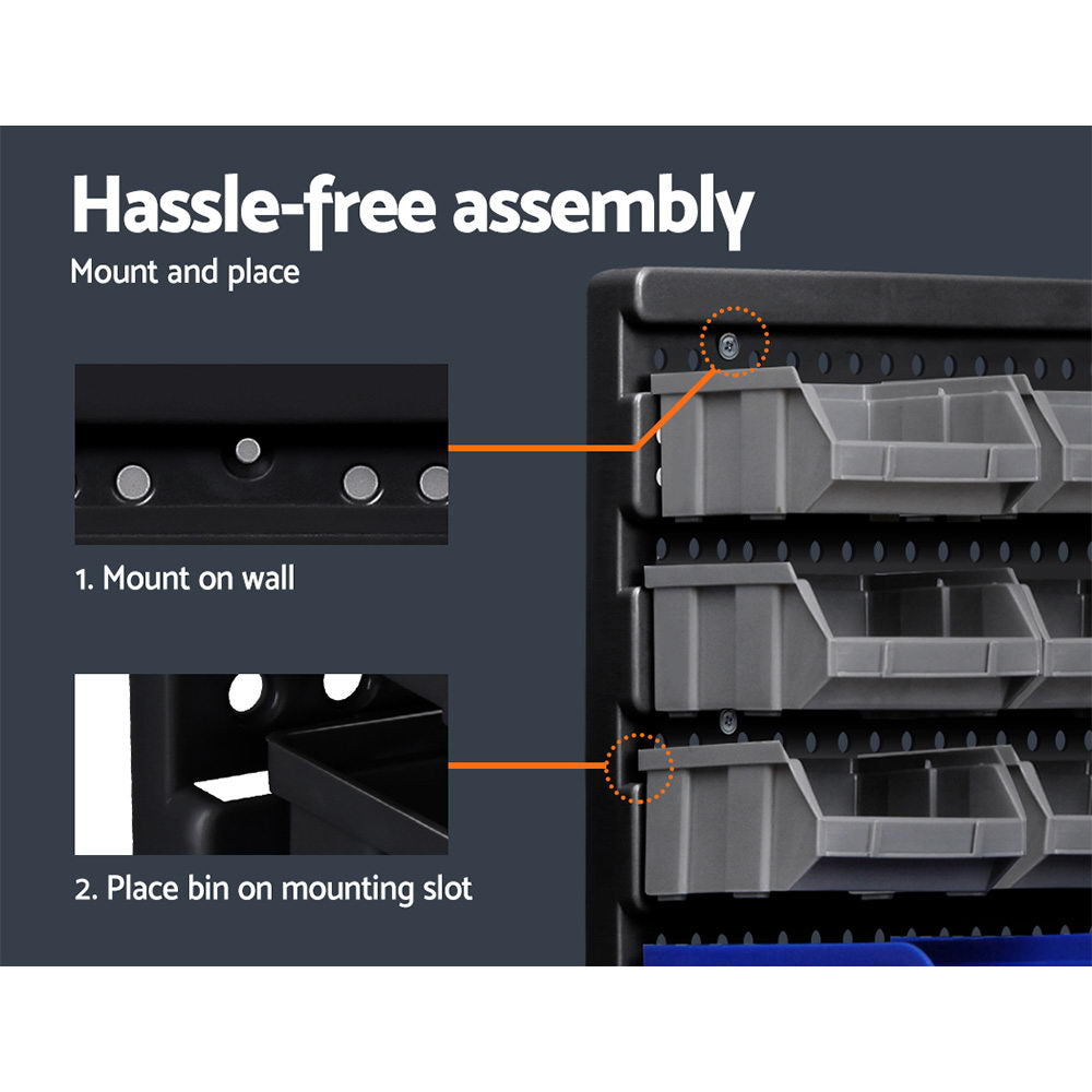 60 Storage Bin Rack Wall Mounted